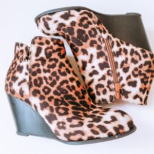 Cheetah Print Wedge Booties size 37 (US 6.5)